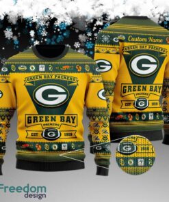Custom Name Green Bay Packers Football Team Ugly Sweater Gift For Christmas