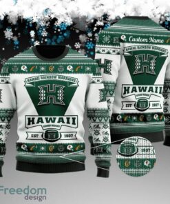 Custom Name Hawaii Rainbow Warriors Football Team Ugly Christmas Sweater Gift For Men And Women