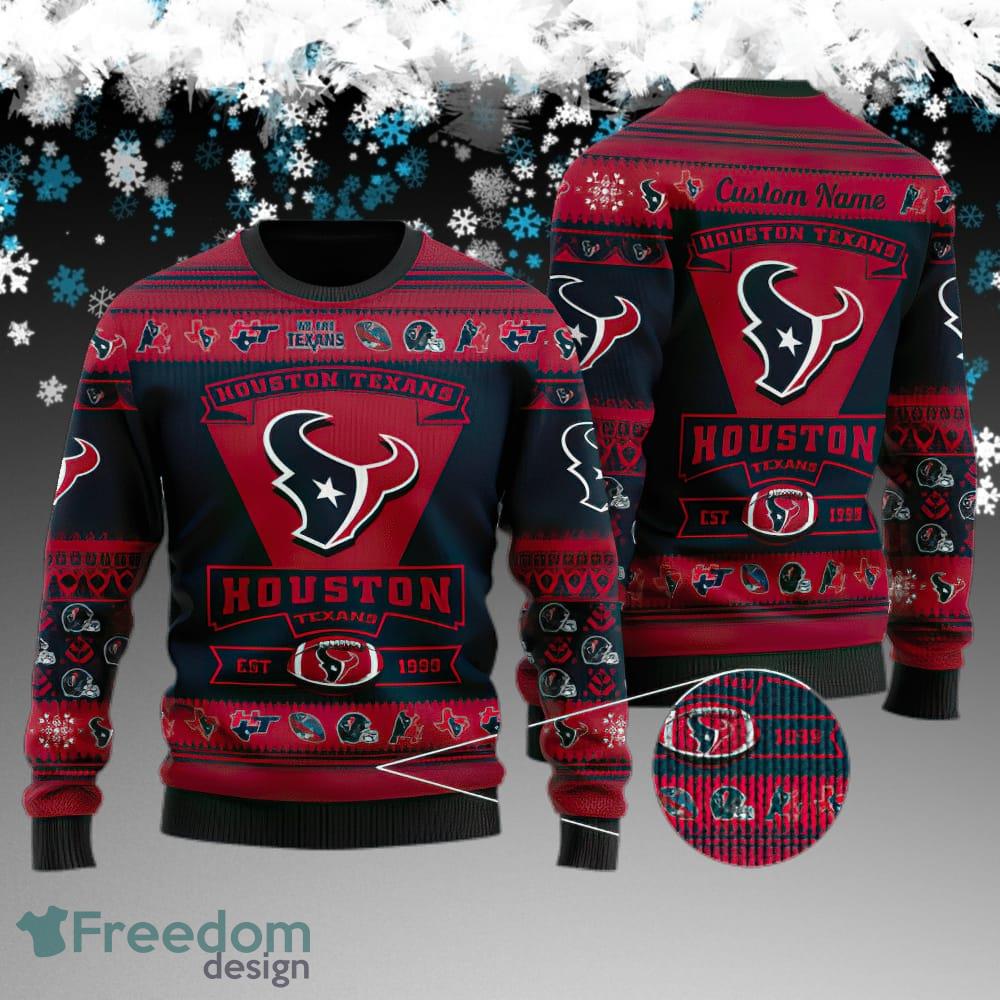 Custom Name Houston Texans Football Team Ugly Sweater Gift For Christmas image Custom Name Houston Texans Football Team Ugly Sweater Gift For Christmas - Houston Texans Football Team Ugly Sweater Gift For Christmas