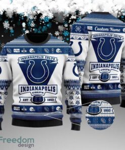 Custom Name Indianapolis Colts Football Team Ugly Xmas 3D Sweater Gift Holidays