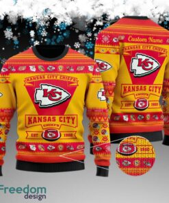 Custom Name Kansas City Chiefs Football Team Ugly Christmas Sweater Gift For Adult