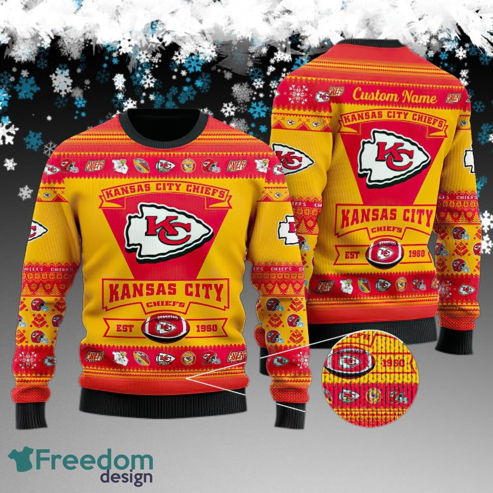 Custom Name Kansas City Chiefs Football Team Ugly Christmas Sweater Gift For Adult image Custom Name Kansas City Chiefs Football Team Ugly Christmas Sweater Gift For Adult - Kansas City Chiefs Football Team Ugly Christmas Sweater Gift For Adult
