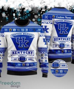 Custom Name Kentucky Wildcats Football Team Ugly Christmas Sweater AOP Gift For Men And Women