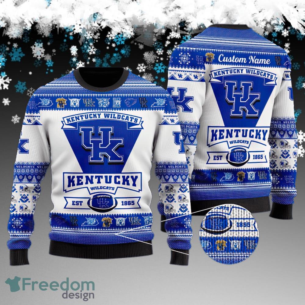 Custom Name Kentucky Wildcats Football Team Ugly Christmas Sweater AOP Gift For Men And Women image Custom Name Kentucky Wildcats Football Team Ugly Christmas Sweater AOP Gift For Men And Women - Kentucky Wildcats Football Team Ugly Christmas Sweater AOP Gift For Men And Women