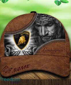 Custom Name Lamborghini Car All Over Print Jesus Brown 3D Cap And Hat For Fans Gift