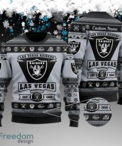 Custom Name Las Vegas Raiders Football Team Knitted Christmas Sweater Gift For Adult
