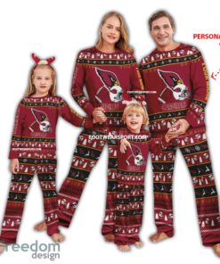 Custom Name Logo Arizona Cardinals Christmas Pattern Family Pajamas Set For Men Women Children