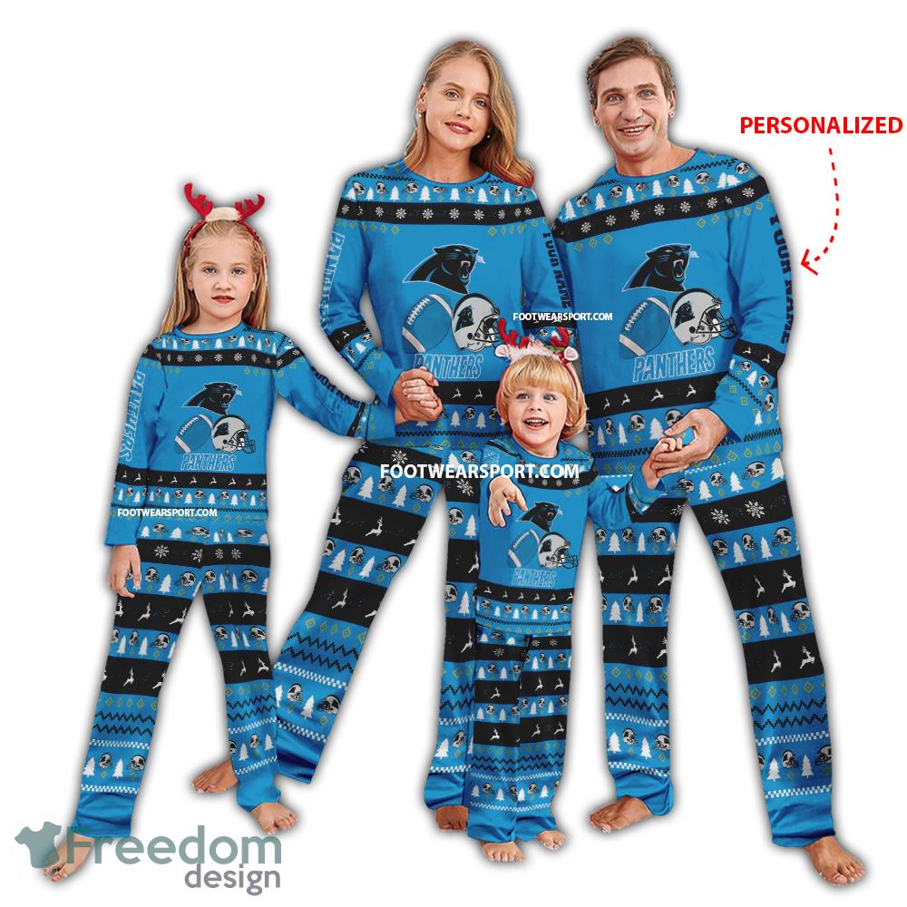 Custom Name Logo Carolina Panthers Christmas Pattern Family Pajamas Set For Men Women Children image Custom Name Logo Carolina Panthers Christmas Pattern Family Pajamas Set For Men Women Children - Custom Name Logo Carolina Panthers Christmas Pattern Family Pajamas Set For Men Women Children