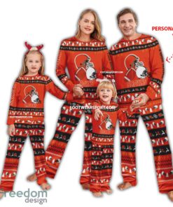 Custom Name Logo Cleveland Browns Pajamas Set Family Gift Christmas