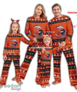 Custom Name Logo Denver Broncos Ugly Christmas Family Pajamas Set For Adult
