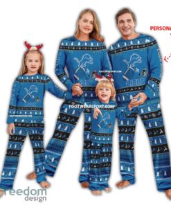 Custom Name Logo Detroit Lions Xmas Family Pajamas Set For Men Women Children