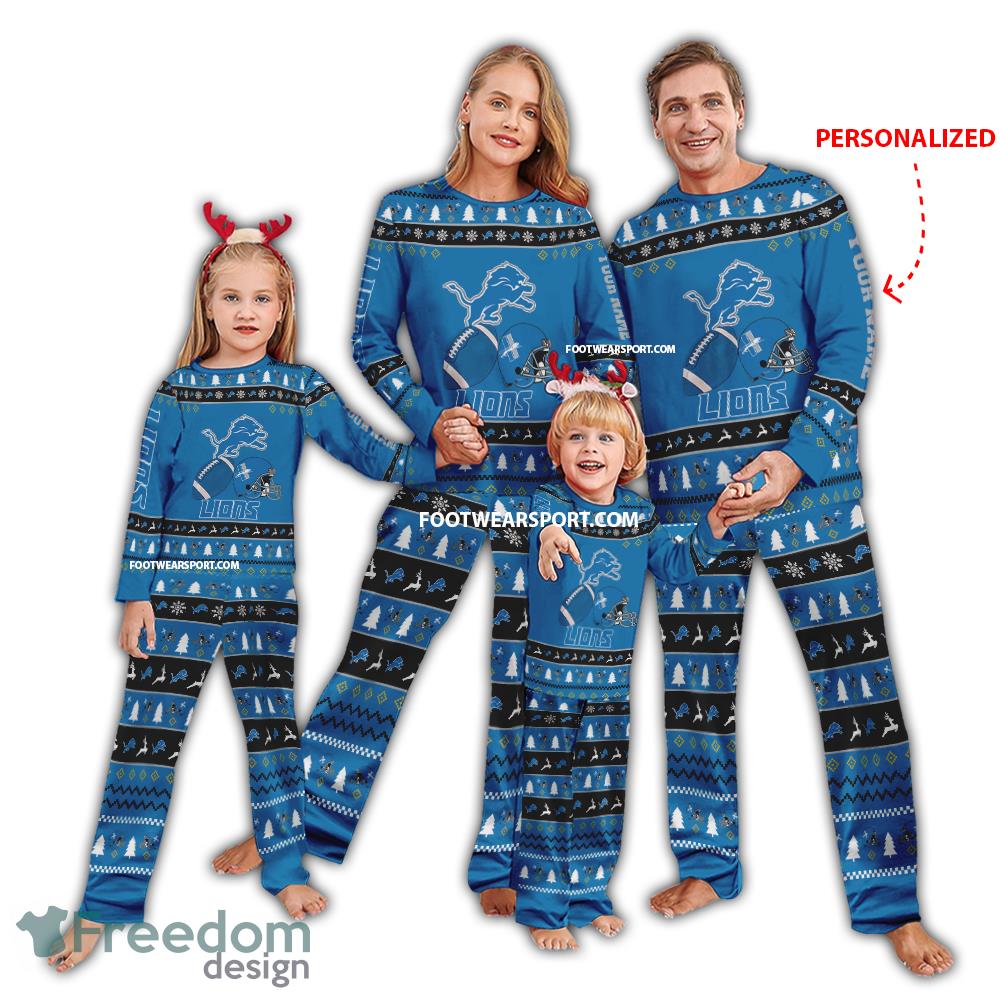 Custom Name Logo Detroit Lions Xmas Family Pajamas Set For Men Women Children image Custom Name Logo Detroit Lions Xmas Family Pajamas Set For Men Women Children - Custom Name Logo Detroit Lions Xmas Family Pajamas Set For Men Women Children