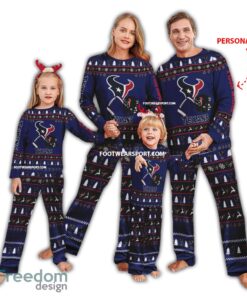 Custom Name Logo Houston Texans Christmas Pattern Pajamas Set Family For Men Women Children