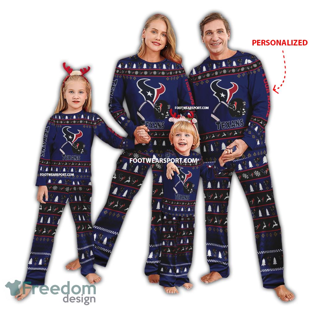 Custom Name Logo Houston Texans Christmas Pattern Pajamas Set Family For Men Women Children image Custom Name Logo Houston Texans Christmas Pattern Pajamas Set Family For Men Women Children - Custom Name Logo Houston Texans Christmas Pattern Pajamas Set Family For Men Women Children