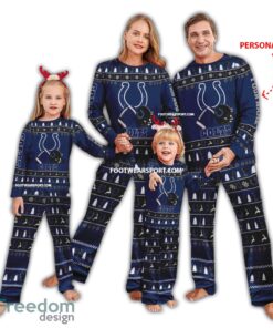 Custom Name Logo Indianapolis Colts Ugly Christmas Pajamas Set Family For Adult