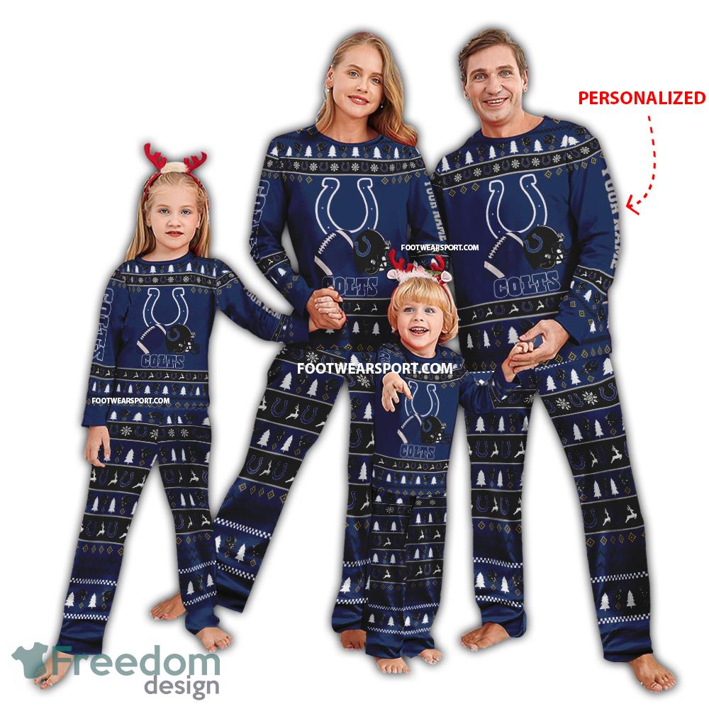 Custom Name Logo Indianapolis Colts Ugly Christmas Pajamas Set Family For Adult image Custom Name Logo Indianapolis Colts Ugly Christmas Pajamas Set Family For Adult - Custom Name Logo Indianapolis Colts Ugly Christmas Pajamas Set Family For Adult