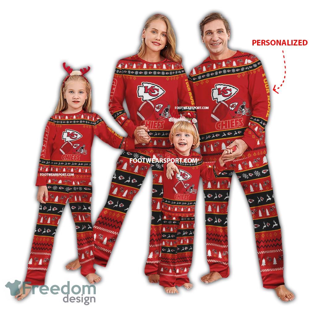 Custom Name Logo Kansas City Chiefs Family Pajamas Set Gift Christmas image Custom Name Logo Kansas City Chiefs Family Pajamas Set Gift Christmas - Custom Name Logo Kansas City Chiefs Family Pajamas Set Gift Christmas