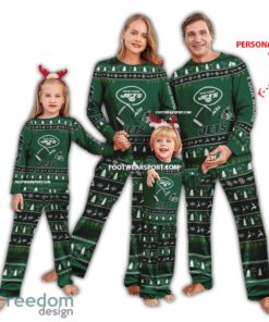 Custom Name Logo New York Jets Christmas Pattern Family Pajamas Set For Men Women Children