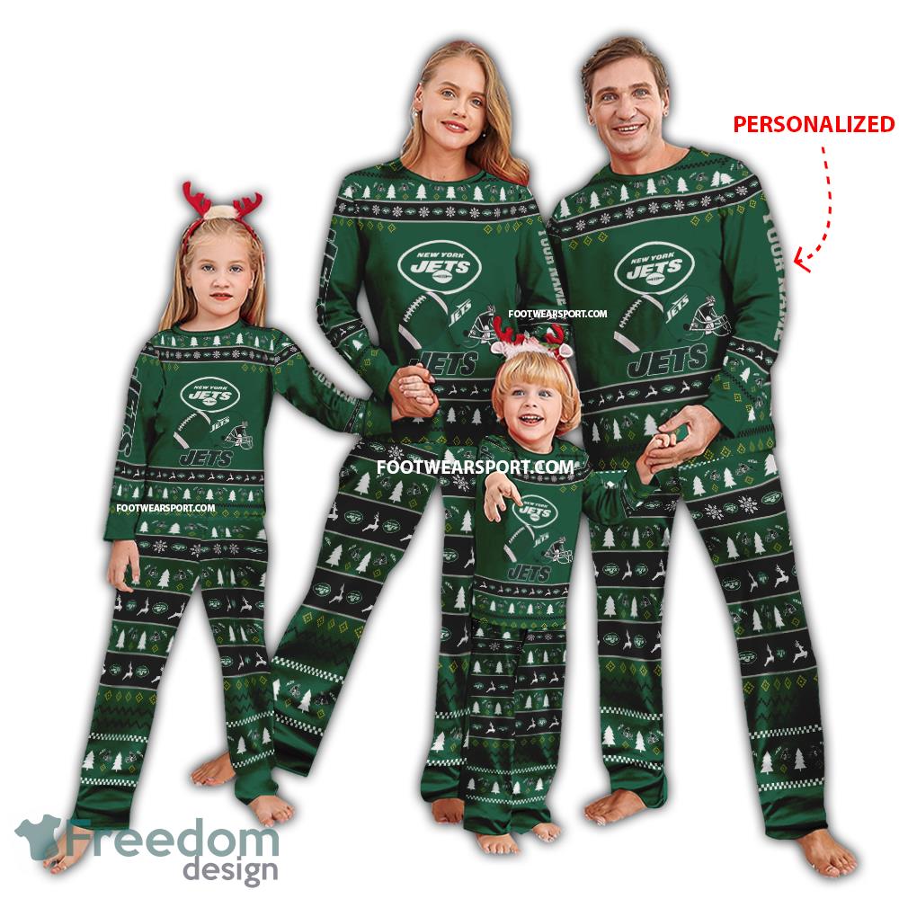 Custom Name Logo New York Jets Christmas Pattern Family Pajamas Set For Men Women Children image Custom Name Logo New York Jets Christmas Pattern Family Pajamas Set For Men Women Children - Custom Name Logo New York Jets Christmas Pattern Family Pajamas Set For Men Women Children