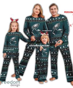 Custom Name Logo Philadelphia Eagles Ugly Christmas Family Pajamas Set For Adult