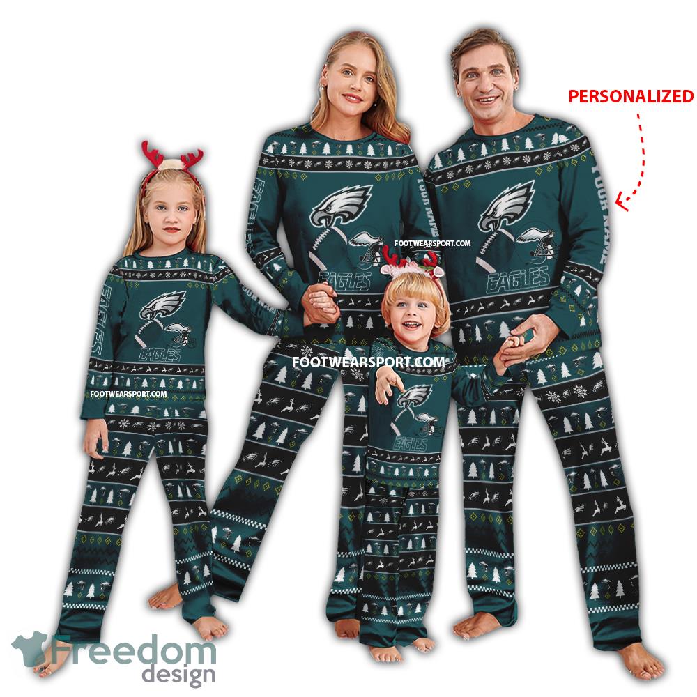 Custom Name Logo Philadelphia Eagles Ugly Christmas Family Pajamas Set For Adult image Custom Name Logo Philadelphia Eagles Ugly Christmas Family Pajamas Set For Adult - Custom Name Logo Philadelphia Eagles Ugly Christmas Family Pajamas Set For Adult