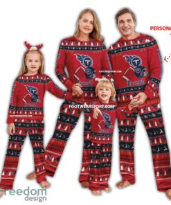 Custom Name Logo Tennessee Titans Xmas Family Pajamas Set For Men Women Children