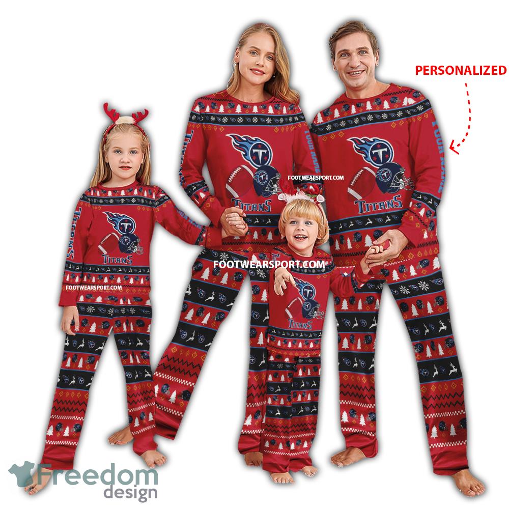 Custom Name Logo Tennessee Titans Xmas Family Pajamas Set For Men Women Children image Custom Name Logo Tennessee Titans Xmas Family Pajamas Set For Men Women Children - Custom Name Logo Tennessee Titans Xmas Family Pajamas Set For Men Women Children