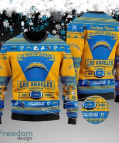 Custom Name Los Angeles Chargers Football Team Ugly Sweater Gift For Christmas
