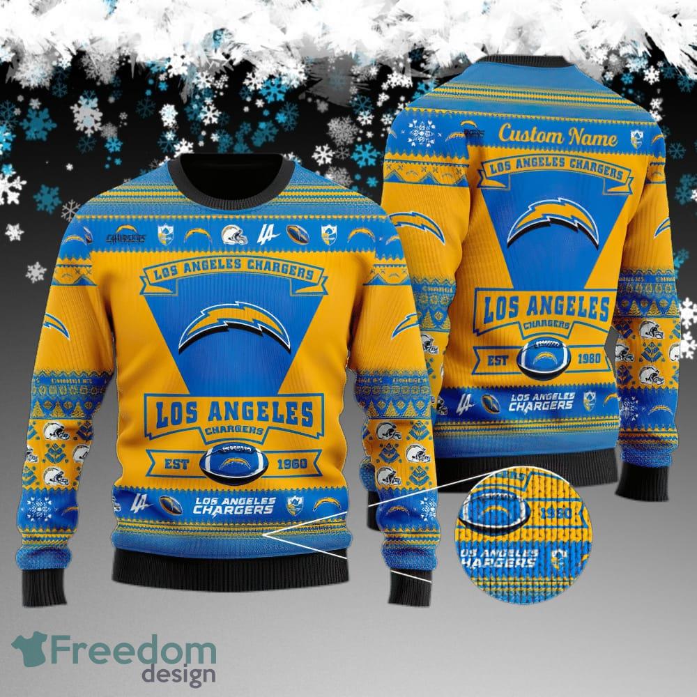 Custom Name Los Angeles Chargers Football Team Ugly Sweater Gift For Christmas image Custom Name Los Angeles Chargers Football Team Ugly Sweater Gift For Christmas - Los Angeles Chargers Football Team Ugly Sweater Gift For Christmas