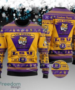 Custom Name LSU Tigers Football Team Knitted Sweater Gift For Christmas