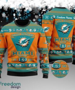 Custom Name Miami Dolphins Football Team Ugly Sweater Gift For Christmas