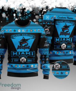 Custom Name Miami Marlins Football Team Knitted Christmas Sweater Gift For Adult