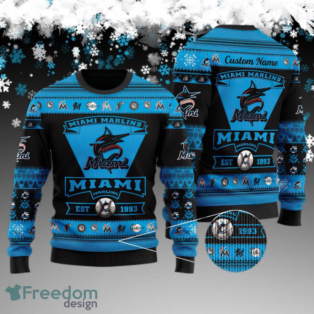 Custom Name Miami Marlins Football Team Knitted Christmas Sweater Gift For Adult image Custom Name Miami Marlins Football Team Knitted Christmas Sweater Gift For Adult - Miami Marlins Football Team Knitted Christmas Sweater Gift For Adult