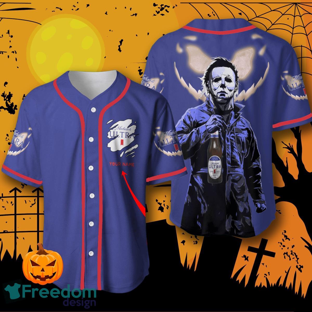 Custom Name Michelob Ultra Halloween Baseball Jersey For Men And Women image Custom Name Michelob Ultra Halloween Baseball Jersey For Men And Women Product Photo 1