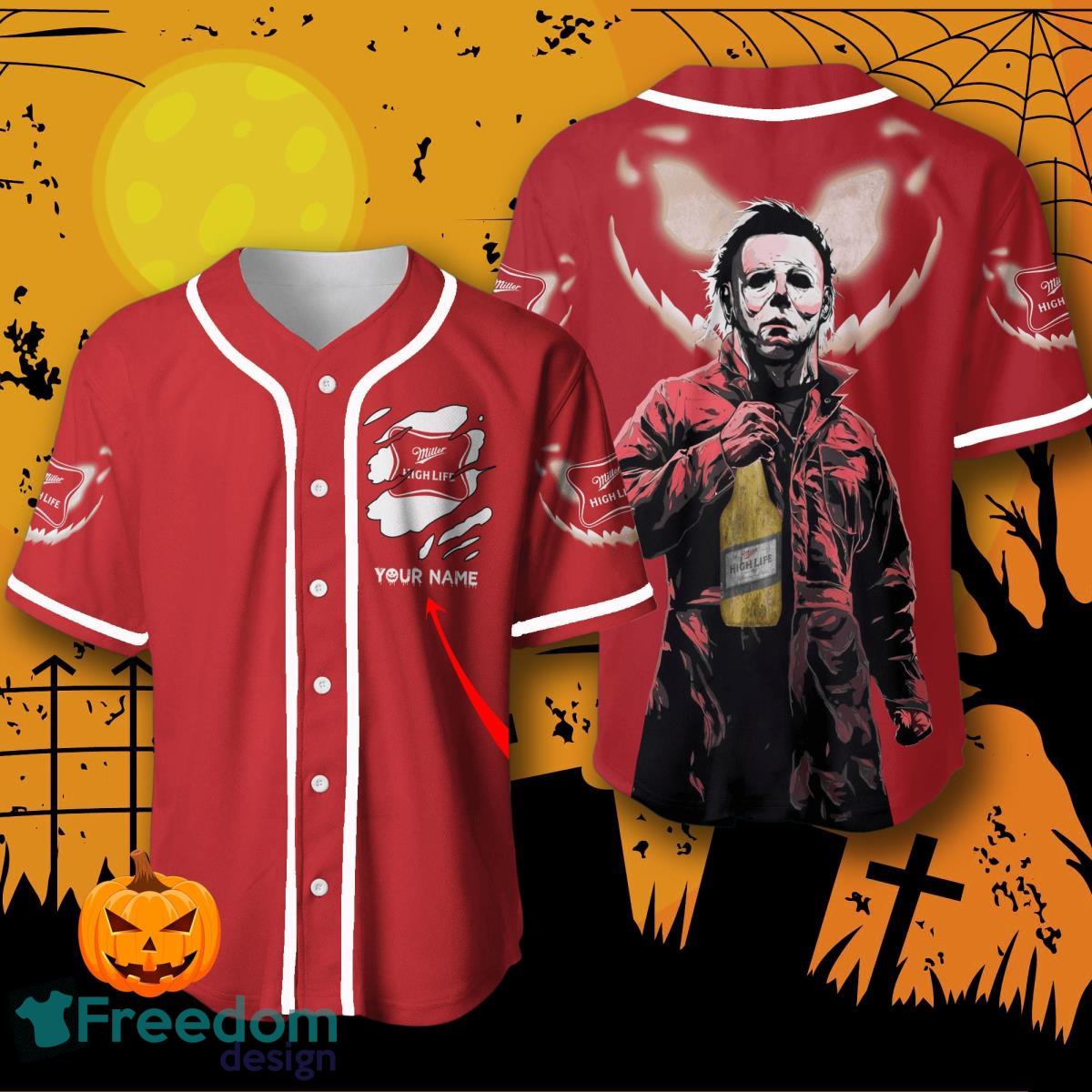 Custom Name Miller High Life Halloween Baseball Jersey For Men And Women image Custom Name Miller High Life Halloween Baseball Jersey For Men And Women Product Photo 1