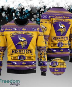 Custom Name Minnesota Vikings Football Team Ugly Christmas Sweater Gift For Adult