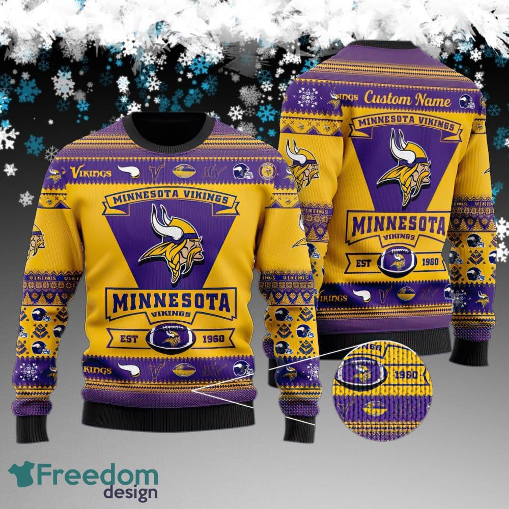 Custom Name Minnesota Vikings Football Team Ugly Christmas Sweater Gift For Adult image Custom Name Minnesota Vikings Football Team Ugly Christmas Sweater Gift For Adult - Minnesota Vikings Football Team Ugly Christmas Sweater Gift For Adult