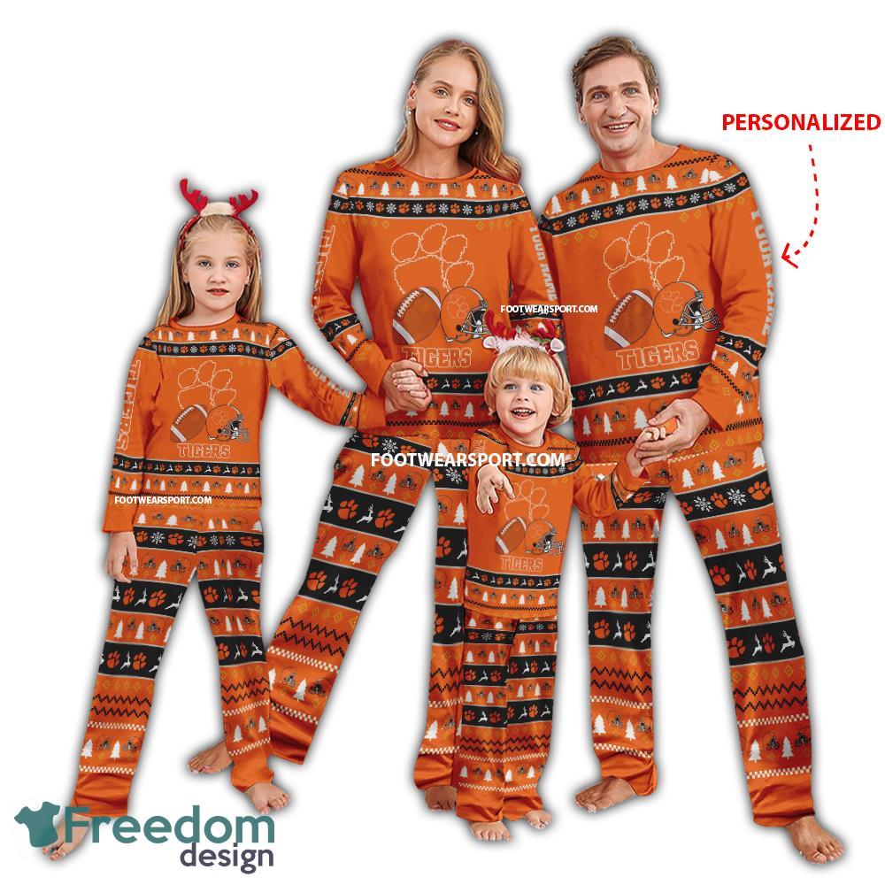 Custom Name New Clemson Tigers Ugly Christmas Family Pajamas Set For Adult image Custom Name New Clemson Tigers Ugly Christmas Family Pajamas Set For Adult - Custom Name New Clemson Tigers Ugly Christmas Family Pajamas Set For Adult