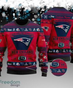 Custom Name New England Patriots Football Team Ugly Christmas Sweater Gift For Adult