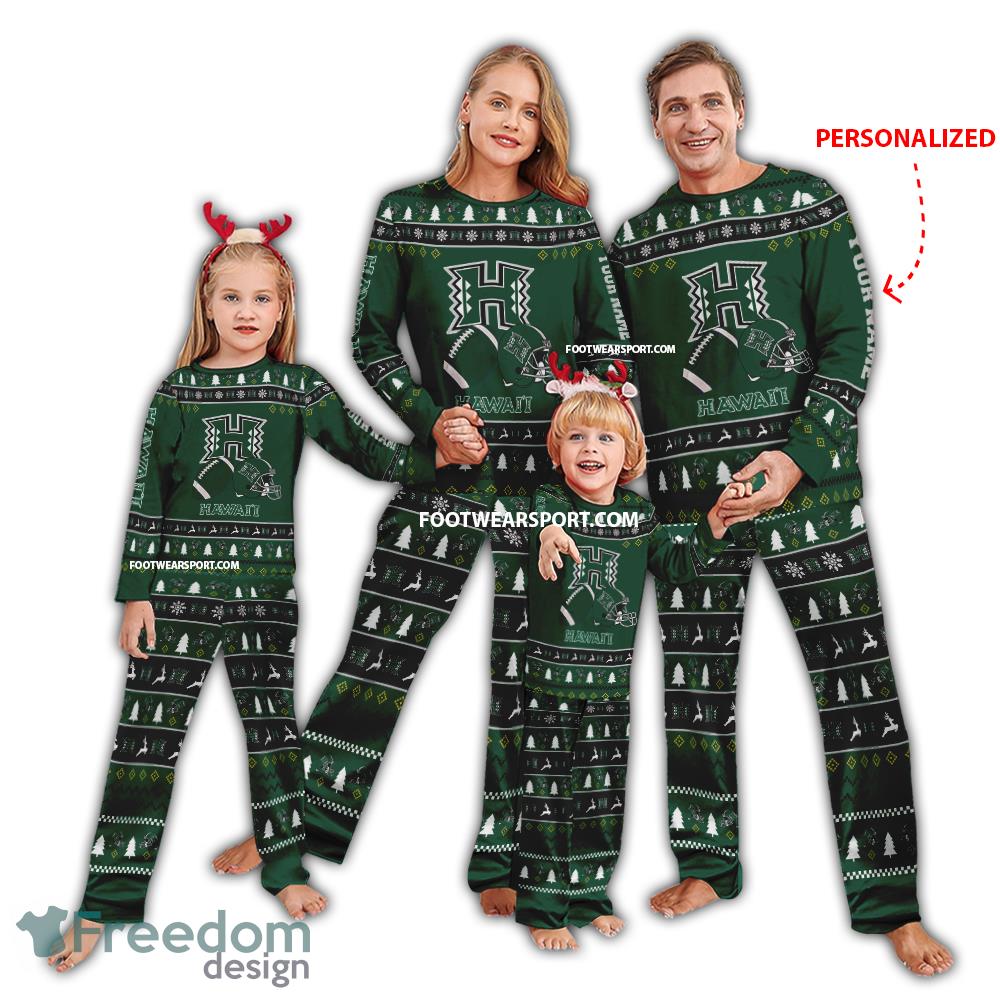 Custom Name New Hawaii Rainbow Warriors Xmas Pajamas Set Family For Men Women Children image Custom Name New Hawaii Rainbow Warriors Xmas Pajamas Set Family For Men Women Children - Custom Name New Hawaii Rainbow Warriors Xmas Pajamas Set Family For Men Women Children