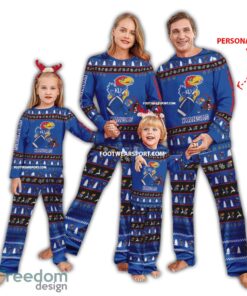 Custom Name New Kansas Jayhawks Ugly Christmas Family Pajamas Set For Adult