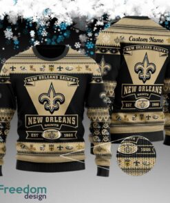 Custom Name New Orleans Saints Football Team Knitted Xmas Sweater Gift Holidays