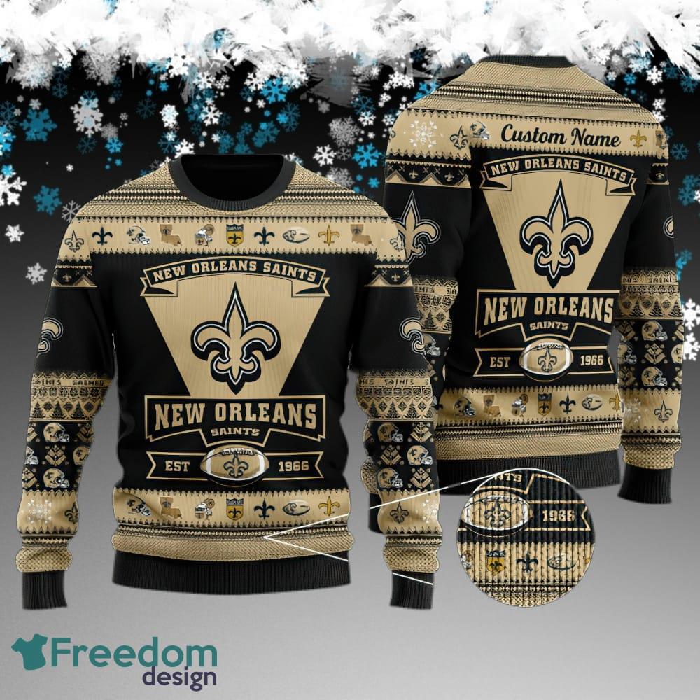 Custom Name New Orleans Saints Football Team Knitted Xmas Sweater Gift Holidays image Custom Name New Orleans Saints Football Team Knitted Xmas Sweater Gift Holidays - New Orleans Saints Football Team Knitted Xmas Sweater Gift Holidays