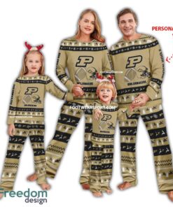 Custom Name New Purdue Boilermakers Christmas Pattern Pajamas Set Family For Men Women Children