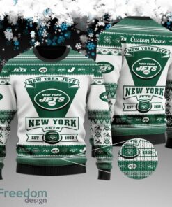 Custom Name New York Jets Football Team Ugly Sweater Gift For Christmas