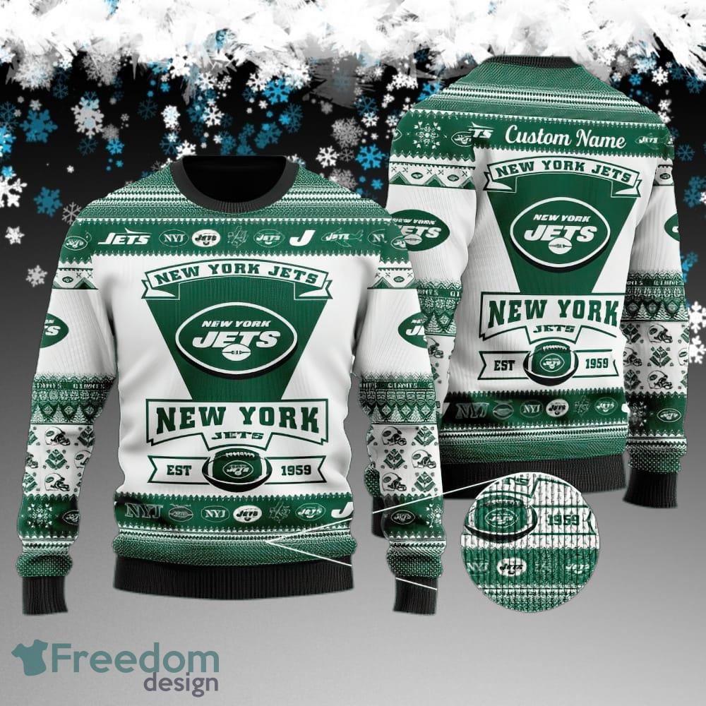 Custom Name New York Jets Football Team Ugly Sweater Gift For Christmas image Custom Name New York Jets Football Team Ugly Sweater Gift For Christmas - New York Jets Football Team Ugly Sweater Gift For Christmas