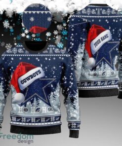 Custom Name NFL Dallas Cowboys Name Christmas Stan Clause Ugly Christmas Sweater Gift For Men And Women