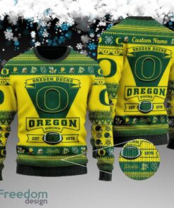Custom Name Oregon Ducks Football Team Ugly Christmas 3D Sweater Gift For Men And Women