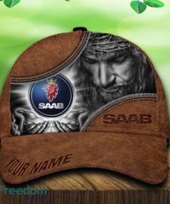 Custom Name Saab Car All Over Print Jesus Brown 3D Cap And Hat For Fans Gift