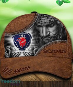 Custom Name Scania Car All Over Print Jesus Brown 3D Cap And Hat For Fans Gift